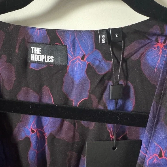 NWT The Kooples Purple and Black Bishop Sleeve Sundress Size 2 - Picture 3 of 4